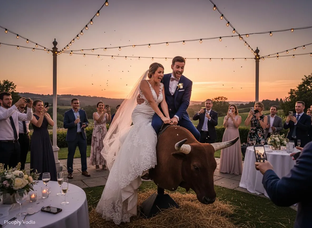 Mechanical bull rider in action